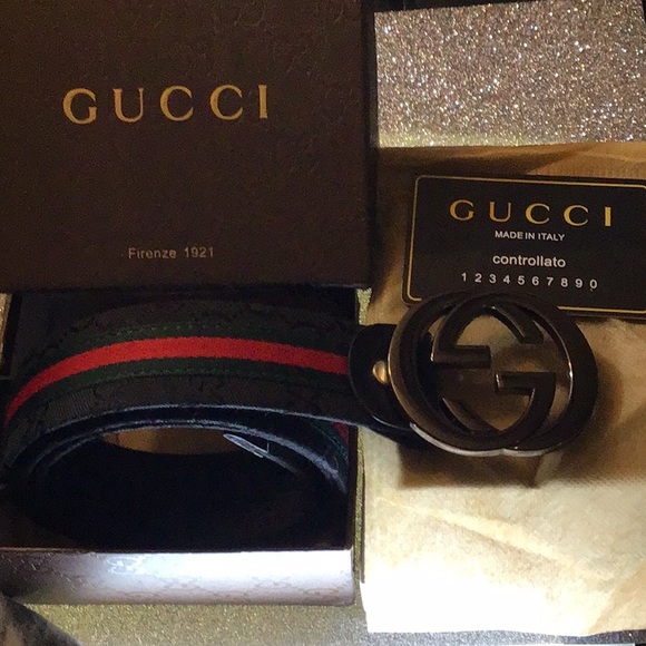 Gucci belt men’s Logo buckle cloth belt - Picture 1 of 2
